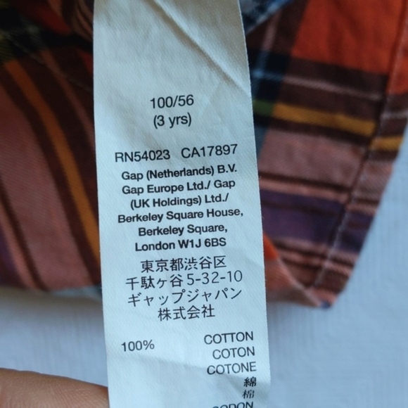 babyGap orange & blue plaid cotton button down shirt 3T toddler boys - Picture 6 of 8